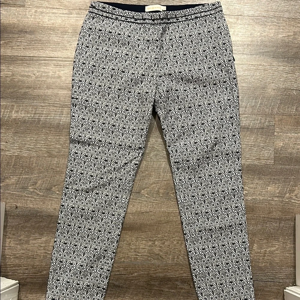Tory Burch Navy Blue/ White Patterned Heidi Jacquard trouser Pants Size 4